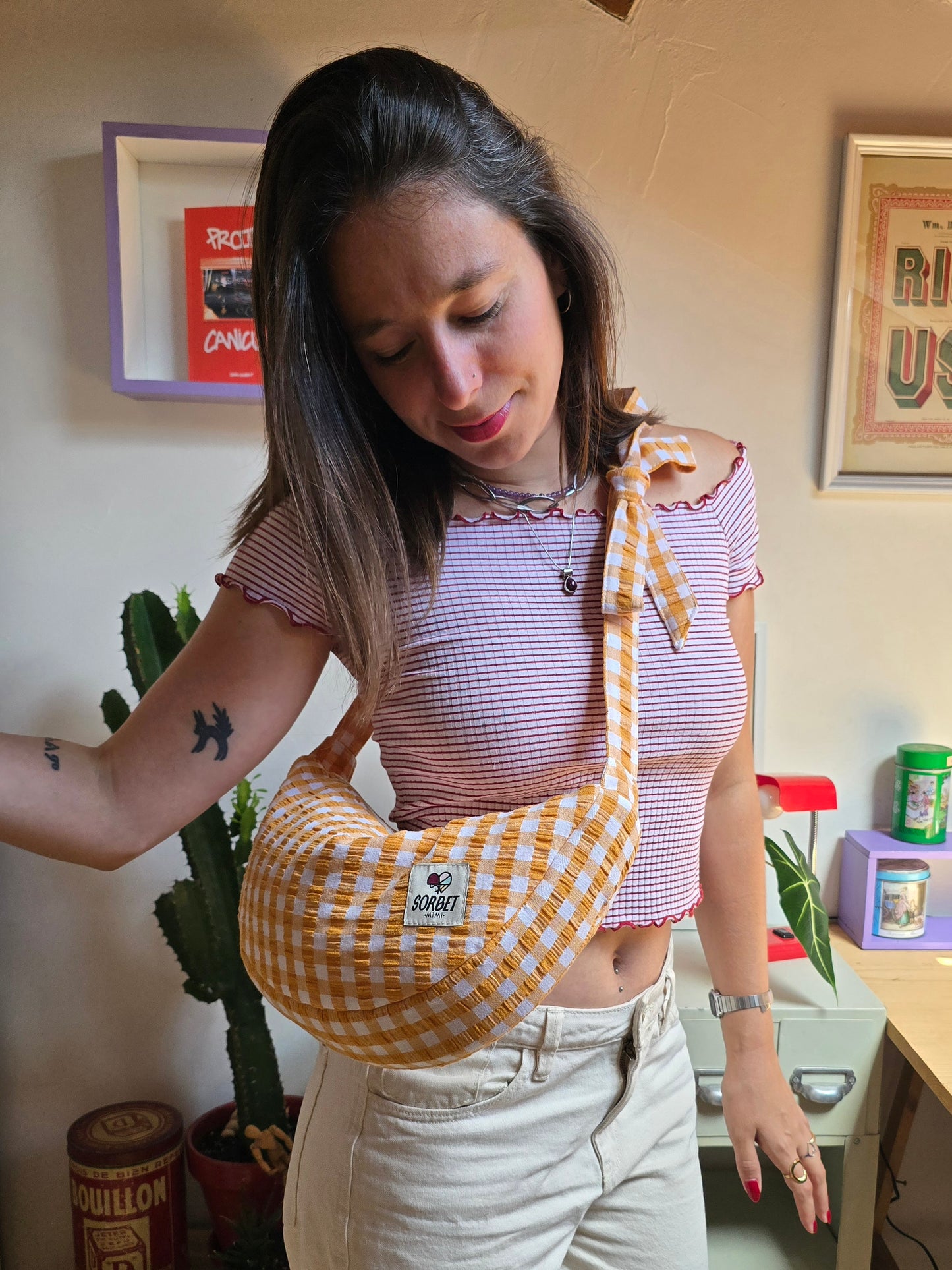 Sac à main Pedro vichy jaune