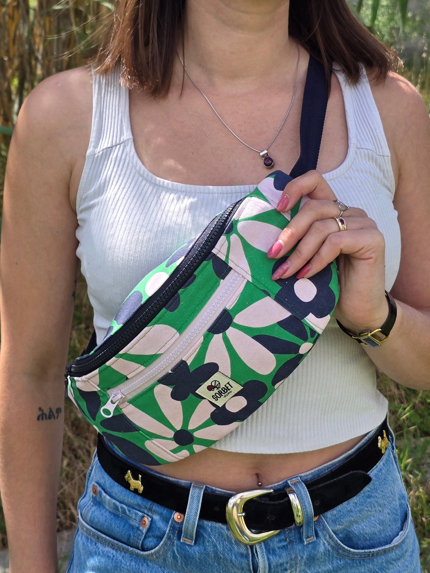 Grand sac banane fleurs