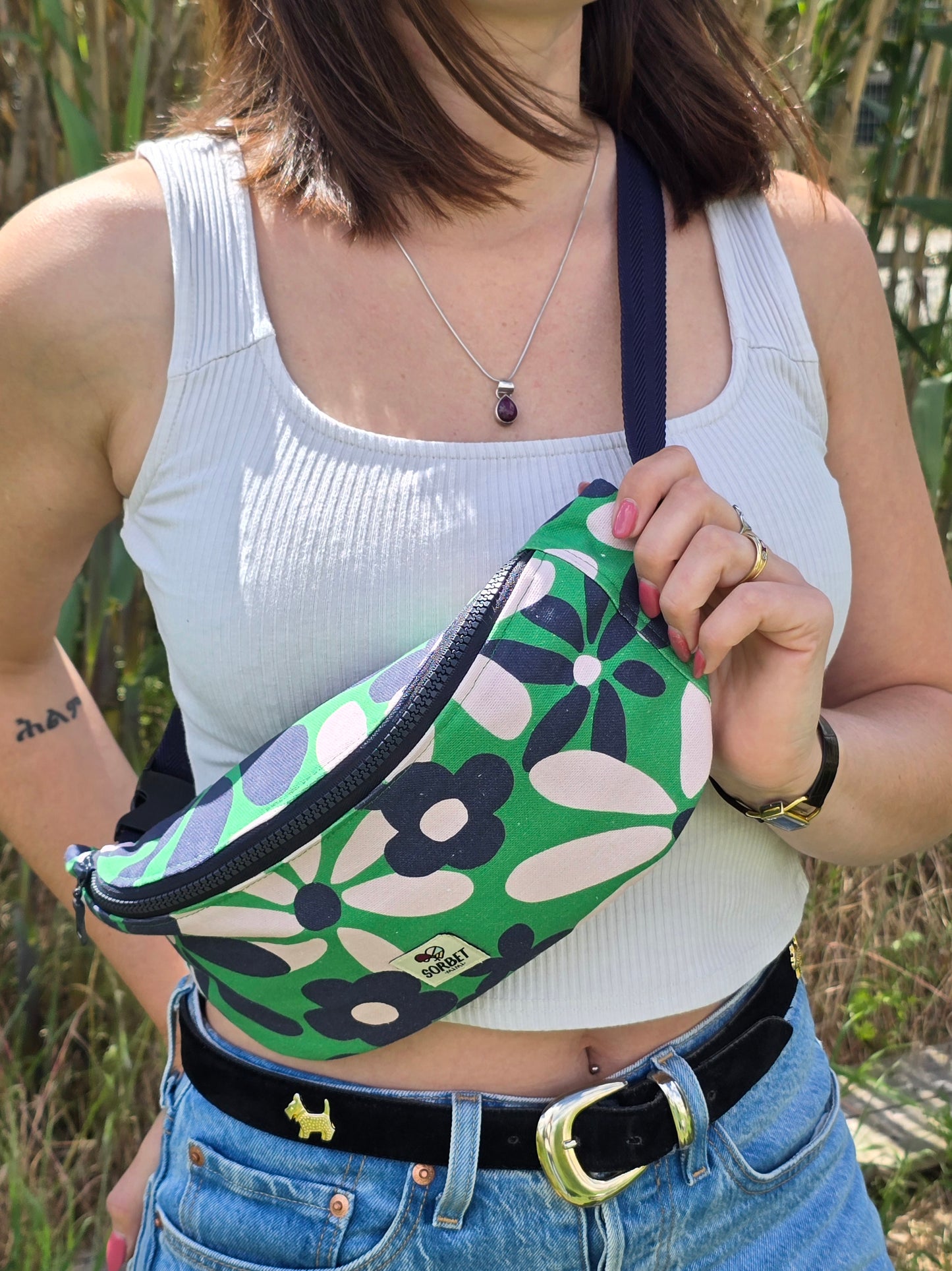 Grand sac banane fleurs
