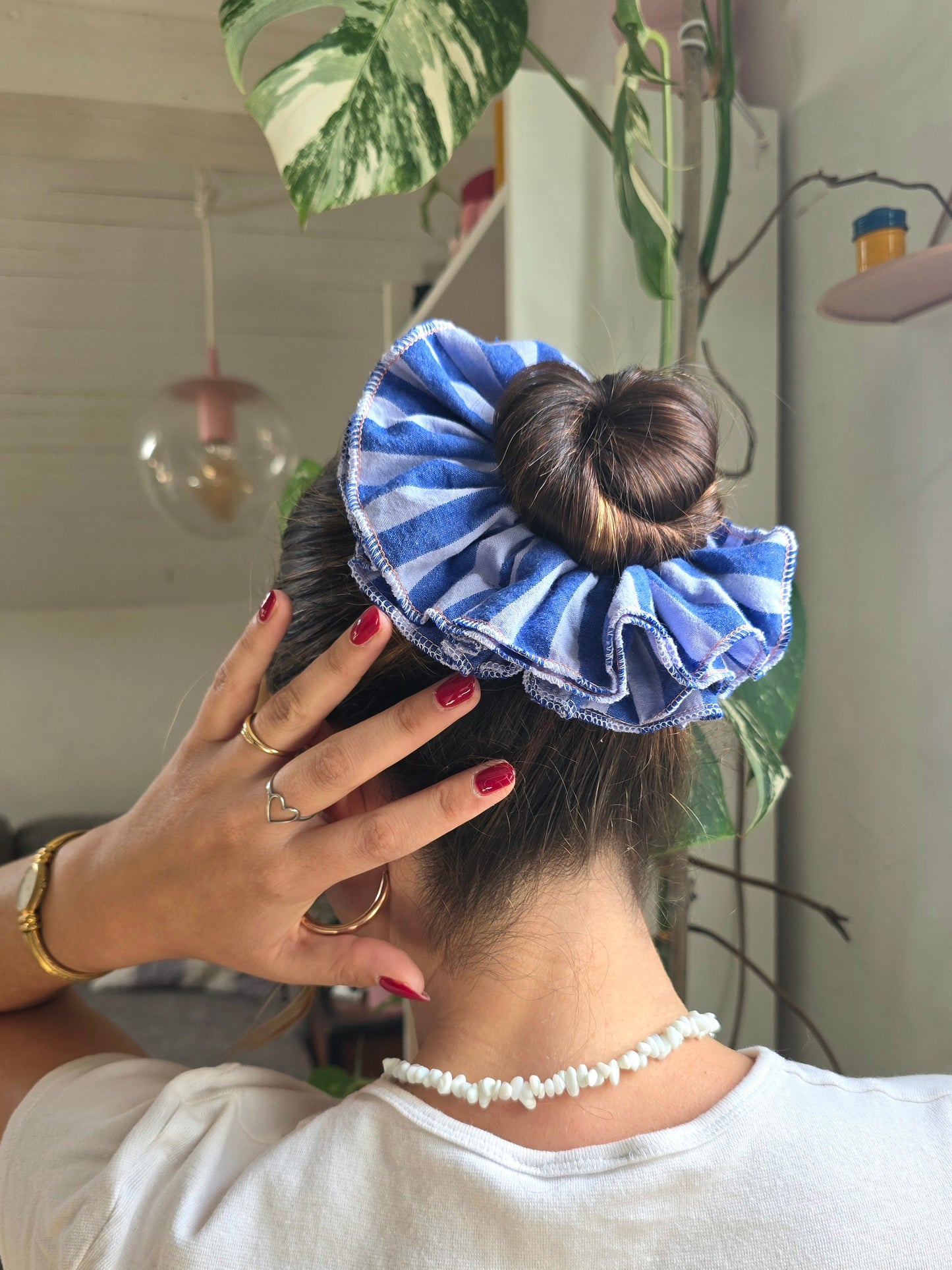 Chouchou rayé bleu